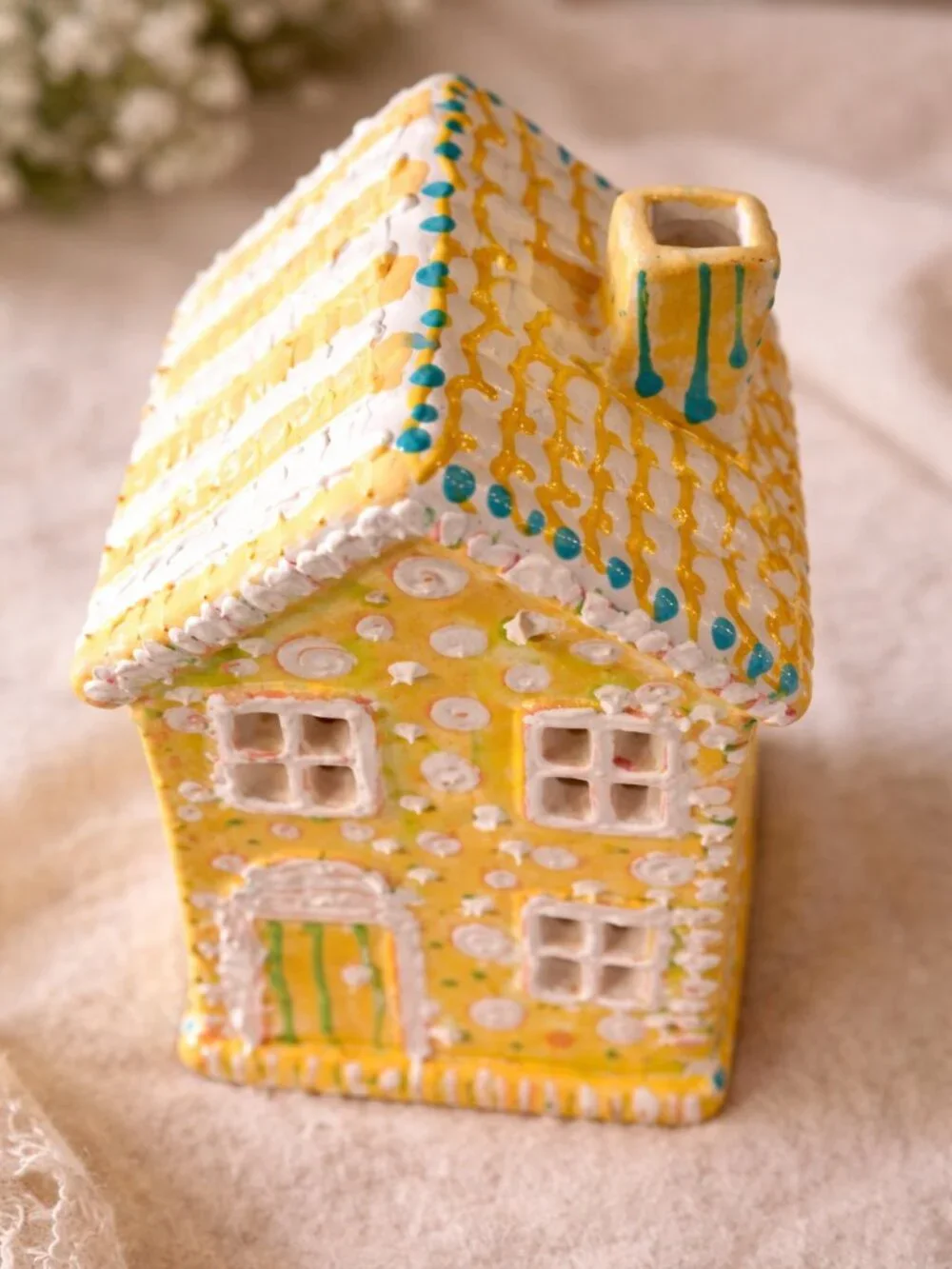 Whimsical Gingerbread House Luminary Hand-Painted Cottagecore Decor NWOT